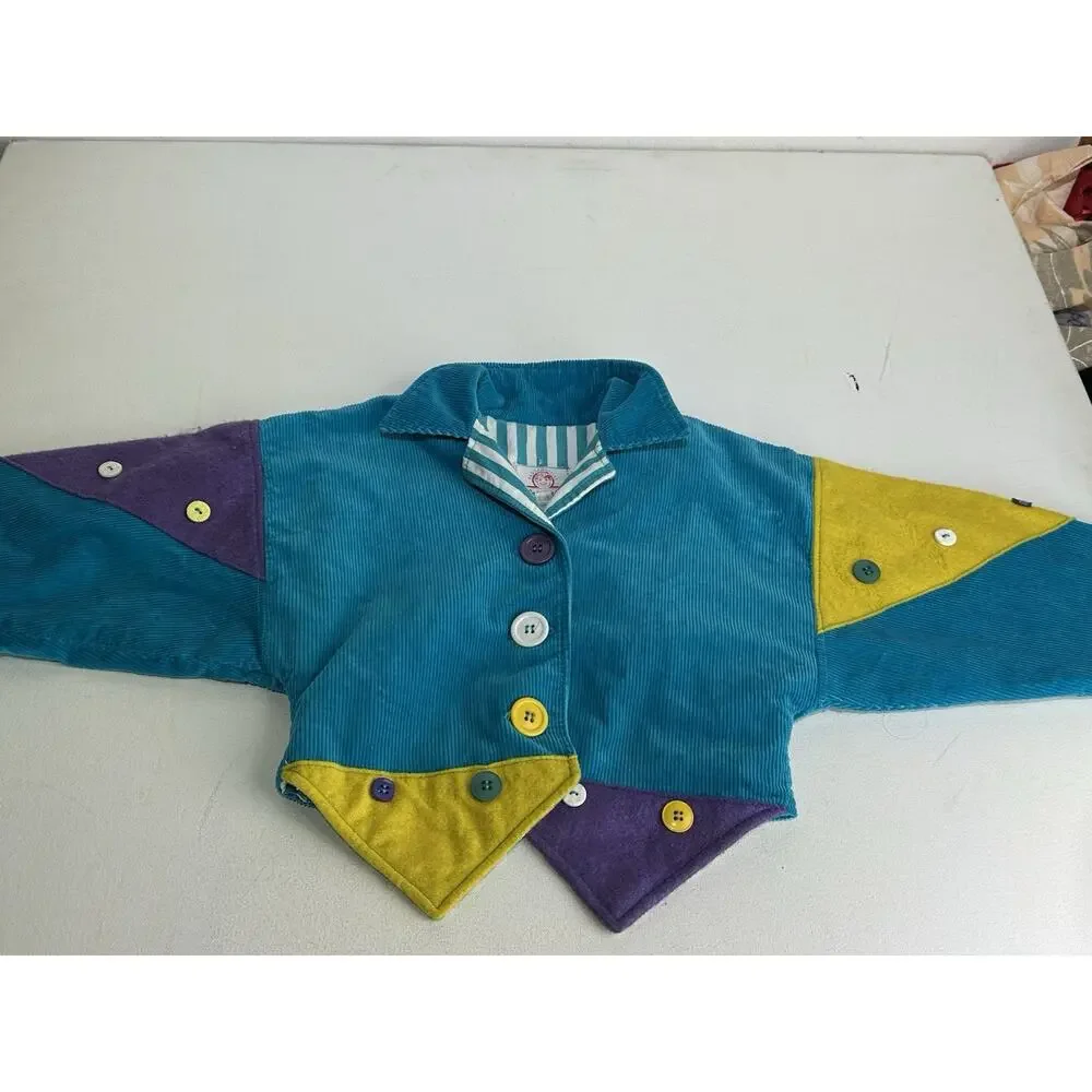 Vintage Raggamuffins Originals Kids ColorBlock V-neck Collared Jacket Size 6